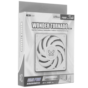  Кулер Scythe Wonder Tornado 120 White (WT1225FD25W-P) (120x120x26mm, 4-pin PWM, 75.17CFM, 35.57dBA, 2500RPM) 
