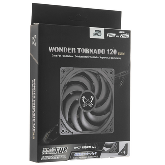  Кулер Scythe Wonder Tornado 120 Slim Black (WT1215FD20-P) (120x120x15mm, 4-pin PWM, 34.31CFM, 26.36dBA, 2000RPM) 