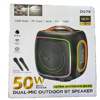  Портативная колонка HOCO DS79 Present wireless dual-mic BT speaker черный 