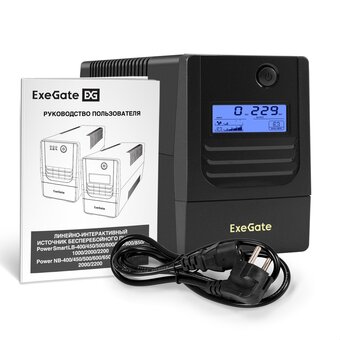  ИБП ExeGate Smart LB-450.LCD.AVR.4C13 (EX299630RUS) 450VA/270W, LCD, AVR, 4*C13, батарея 12V 4.5Ah, Black 