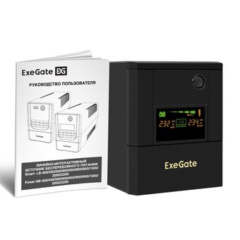  ИБП ExeGate Smart LB-2000.LCD.AVR.4SH (EX299821RUS) 2000VA/1200W, цветной LCD, AVR, 4*Schuko, батарея 12V 9Ah-2шт, металлический корпус, Black 