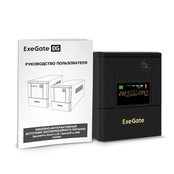  ИБП ExeGate SpecialPro Smart LLB-1000.LCD.AVR.8C13 (EX299954RUS) 1000VA/700W, LCD, 8*C13, батарея 12V 7.2Ah 2шт, металлический корпус, Black 