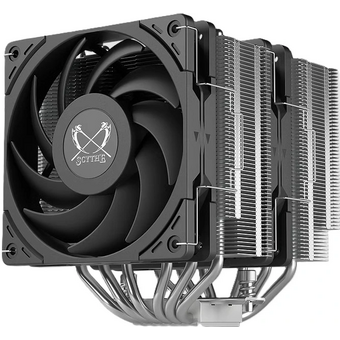  Кулер Scythe Magoroku Black/Silver (SCMR-1000) (280W, 4-pin PWM, 155mm, Al/Cu, 6x6mm, 2x120mm, 60.29CFM, 26.88dBA, 2000RPM) 