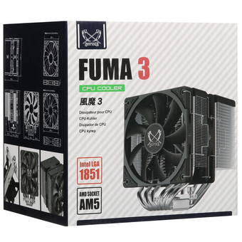  Кулер Scythe Fuma 3 Black/Silver (SCFM-3000) (230W, 4-pin PWM, 154mm, Al/Cu, 6x6mm, 2x120mm, 39.44/67.62CFM, 23.8/28.6dBA) 