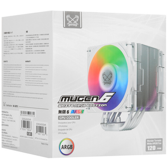 Кулер Scythe Mugen 6 Dual Fan White ARGB Edition (SCMG-6000DWR) (300W, 4-pin PWM, 154mm, Al/Cu, 6x6mm, 2x120mm, 75.17CFM) 