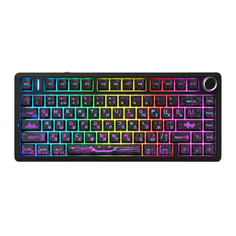  Клавиатура беспроводная AULA F75 чёрный Neonight бесшумные Cotton Candy свитчи РУС 