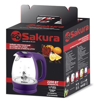  Электрочайник Sakura SA-2715R подсв красный 