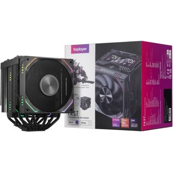  Кулер 1STPLAYER F.A.S.T. FT12DSL-6 Black (FT12DSL-6-BK) / 6HPx6mm, dual tower, 275W TDP, 2x120mm ARGB fans, 600-2000 RPM, 57.56 CFM, 38.21 dBA 