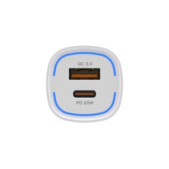  АЗУ PERO AC05 USB-A QC3.0 + USB-C PD, 38W белое 
