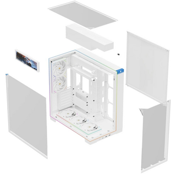  Корпус Thermalright TR-A70 Vision White FanUB (TRA70VFUBW) / TG / TL-UB36RW+TL-UB24W PWM Fans / 9.16'' LCD screen / USB TYPE-C / ATX 