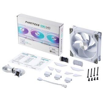  Вентилятор PHANTEKS D30 DRGB Reversed White (PH-F140D30R_DRGB_PWM_WT01) 140x140x30мм (PWM, 250-1800 об/мин, 32.1dBa) 