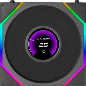  Вентилятор Lian Li Uni Fan TL LCD Flex 120 Reverse Blade / 12RTLLCD1F1B Black (G9F.12RTLLCD1F1B.R0) / 120x124x28мм (PWM, ARGB, 1900 об/мин, 31dBa) 