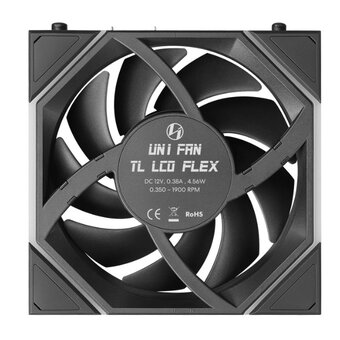  Вентилятор Lian Li Uni Fan TL LCD Flex 120 / 12TLLCD1F1B Black (G9F.12TLLCD1F1B.R0) / 120x124x28мм (PWM, ARGB, 1900 об/мин (Max.), 27dBa) 