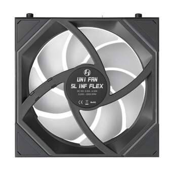  Вентилятор Lian Li Uni Fan SL Inf Flex 120 / 12SLIN1F1B Black (G9F.12SLIN1F1B.R0) / 120x124x28мм (PWM, ARGB, 2300 об/мин (Max.), 29.2dBa) 