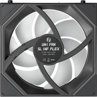 Комплект вентиляторов (3шт.) Lian Li Uni Fan SL Inf Flex 120 Reverse Blade / 12RSLIN1F3B Black (G9F.12RSLIN1F3B.R0) / 120x124x28мм (PWM, ARGB) 