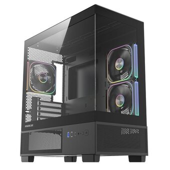  Корпус Powercase Vision Micro S4B V2 (CVMMSHBV2-A3), Tempered Glass, Type-C, 3x 120mm ARGB PWM Fan, ARGB+PWM HUB, чёрный, mATX 