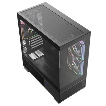  Корпус Powercase Vision Micro S4B V2 (CVMMSHBV2-A3), Tempered Glass, Type-C, 3x 120mm ARGB PWM Fan, ARGB+PWM HUB, чёрный, mATX 
