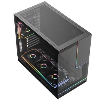  Корпус Powercase TX4 ARGB (CTX4TGMB-A4), TG, Type-C, 1x 360мм+1x120мм ARGB PWM Fans, ARGB+PWM Fan HUB, чёрный, mATX 