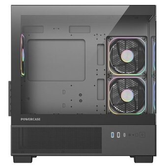  Корпус Powercase Vision Micro S4B V2 (CVMMSHBV2-A3), Tempered Glass, Type-C, 3x 120mm ARGB PWM Fan, ARGB+PWM HUB, чёрный, mATX 