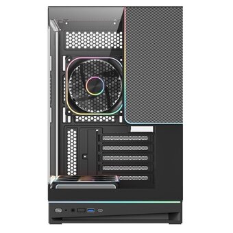  Корпус Powercase TX4 ARGB (CTX4TGMB-A4), TG, Type-C, 1x 360мм+1x120мм ARGB PWM Fans, ARGB+PWM Fan HUB, чёрный, mATX 