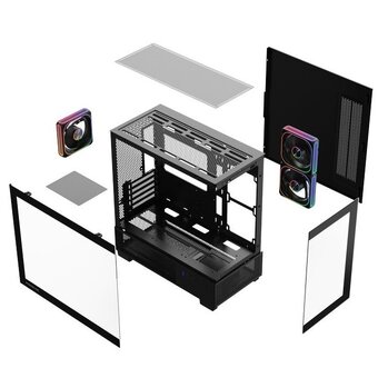  Корпус Powercase Vision Micro S4B V2 (CVMMSHBV2-A3), Tempered Glass, Type-C, 3x 120mm ARGB PWM Fan, ARGB+PWM HUB, чёрный, mATX 