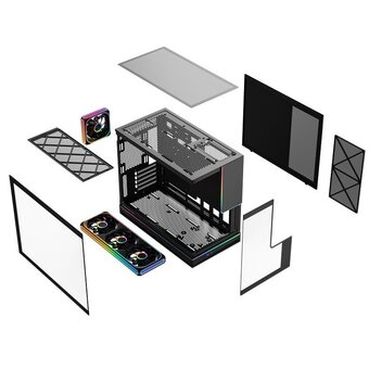  Корпус Powercase TX4 ARGB (CTX4TGMB-A4), TG, Type-C, 1x 360мм+1x120мм ARGB PWM Fans, ARGB+PWM Fan HUB, чёрный, mATX 