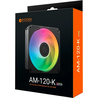  Вентилятор ID-COOLING AM-120-ARGB-K 120x120x25мм (PWM, резиновые углы, черный, 0-2500об/мин, супертихий) BOX 