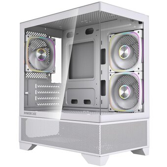  Корпус Powercase Vision Micro M4W (CVMM4FHW-A3), Tempered Glass, Type-C, 3x 120mm ARGB PWM Fan, ARGB+PWM HUB, белый, mATX 