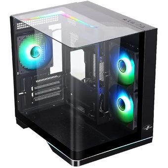  Корпус Eurocase M2751 черный, без БП, mATX, боковая и фронтальная панель из закалённого стекла, USB 3.0, USB Type-C 