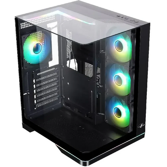  Корпус Eurocase A2751 черный, без БП, ATX, боковая и фронтальная панель из закалённого стекла, USB 3.0, USB Type-C 