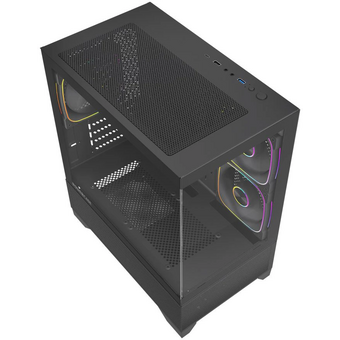  Корпус Powercase Vision Micro M4B (CVMM4FHB-A3), Tempered Glass, Type-C, 3x 120mm ARGB PWM Fan, ARGB+PWM HUB, чёрный, mATX 