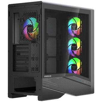  Корпус Powercase Intro ARGB (CJ235IB-A4), TG, Type-C, 4x 120mm ARGB PWM Fans, ARGB+PWM HUB, Nylon filters, чёрный, ATX 