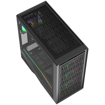  Корпус Powercase Intro ARGB (CJ235IB-A4), TG, Type-C, 4x 120mm ARGB PWM Fans, ARGB+PWM HUB, Nylon filters, чёрный, ATX 