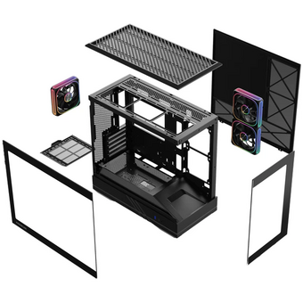  Корпус Powercase GT3 ARGB V2 (CMGT3BV2-A3), TG, Type-C, 3x 120мм ARGB PWM Fans, ARGB+PWM HUB, Nylon filters, черный, mATX 