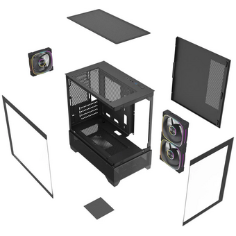  Корпус Powercase Vision Micro M4B (CVMM4FHB-A3), Tempered Glass, Type-C, 3x 120mm ARGB PWM Fan, ARGB+PWM HUB, чёрный, mATX 