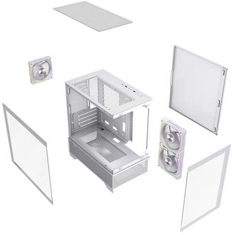  Корпус Powercase Vision Micro M4W (CVMM4FHW-A3), Tempered Glass, Type-C, 3x 120mm ARGB PWM Fan, ARGB+PWM HUB, белый, mATX 