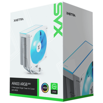  Кулер XASTRA AR400 ARGB WH LGA1851/1700/1200/115X/AM5/AM4 (TDP 220W, 4 тепл.трубки , PWM Fan ARGB 120mm , top cover with ARGB led) 