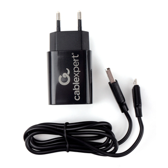 Адаптер питания Cablexpert MP3A-PC-35 USB 2 порта, 2.4A, черный + кабель 1м micro 