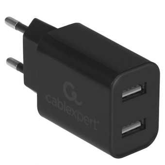  Адаптер питания Cablexpert MP3A-PC-35 USB 2 порта, 2.4A, черный + кабель 1м micro 