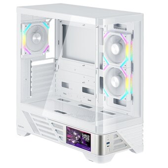 Корпус 1STPLAYER MC8 White (MC8-WH-2FH7R-W-1FH7-W-HUB3) / ATX / 5.5" LCD display / 3x120mm ARGB fans hub 