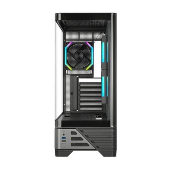  Корпус 1STPLAYER MC8 Black (MC8-BK-2FH7R-1FH7-HUB3) / ATX / 5.5" LCD display / 3x120mm ARGB fans hub 