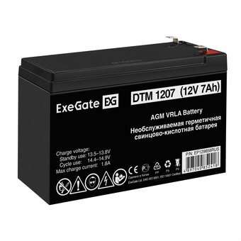  АКБ ExeGate DTM 1207/EXG 1270 (12V 7Ah) клеммы F2 EP129858RUS 