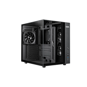  Корпус CBR Cube X810BK (PCC-ATX-X810BK-WPSU), без БП, ATX, 1*USB Type-C, 1*USB 3.0, 1*USB 2.0, HD Audio+Mic, 3*fans, Black 