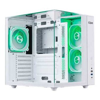  Корпус CBR Cube X810WT (PCC-ATX-X810WT-WPSU), без БП, ATX, 1*USB Type-C, 1*USB 3.0, 1*USB 2.0, HD Audio+Mic, 3*fans, White 