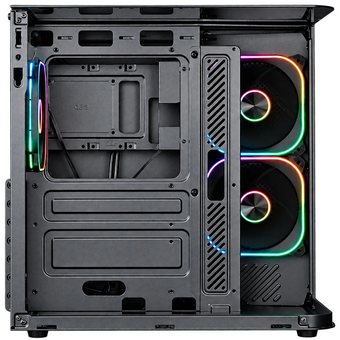  Корпус CBR Cube X860BK (PCC-ATX-X860BK-WPSU), без БП, ATX, 1*USB Type-C, 1*USB 3.0, 1*USB 2.0, HD Audio+Mic, 3*fans, Black 