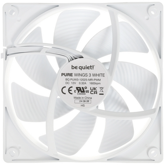  Кулер be quiet! Pure Wings 3 (BL110) 120mm PWM White (120x120x25mm, 4-pin 49.9CFM, 25.5dBA, 1600RPM 