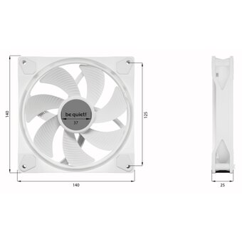  Вентилятор реверсный be quiet! Light Wings 140mm PWM Reverse (BL135) белый 