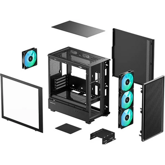  Корпус DeepCool CC350 4F (r-cc350bkana4-g), mATX, без БП, черный 