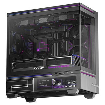  Корпус Thermalright M10 Vision Black Fan4-C, без БП, Mini-Tower, TG, LCD, 4x120mm ARGB, 2xUSB-A 3.0, 1xUSB Type-C, mATX, mITX 