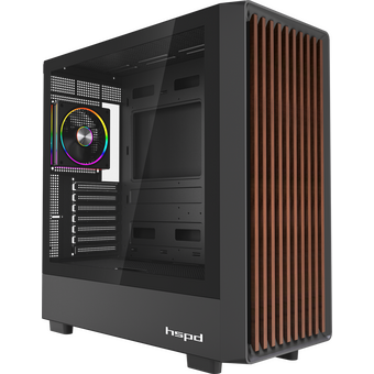 Корпус HSPD F760 (F760-TGBK-ARGB), без БП, Mid Tower, Black, TG, 0.5 SPCC, 4x120mm ARGB E-ATX, ATX, mITX 165/420/200mm 2x2.5" 